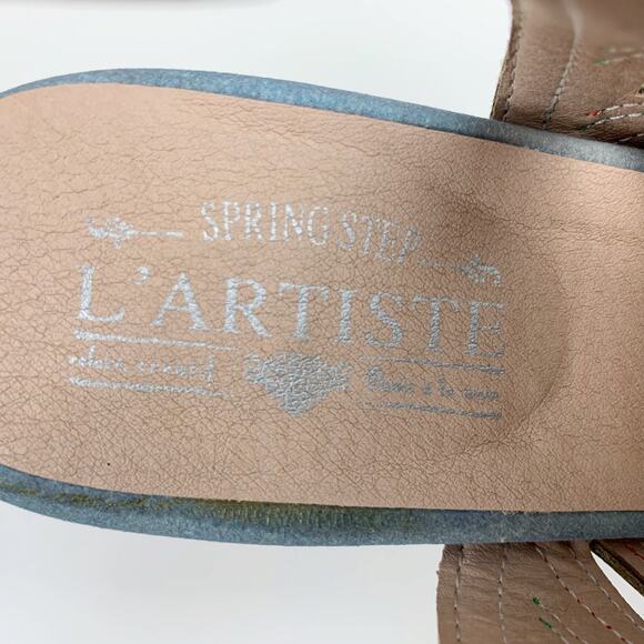 Spring Step L'Artiste Flourisha Caged Sandals Heels Blue Pink Womens 37 US 6.5 7 - Picture 5 of 11